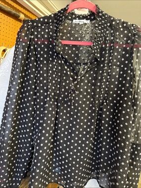 Sam Edelman Black Blouse with White Polka Dots